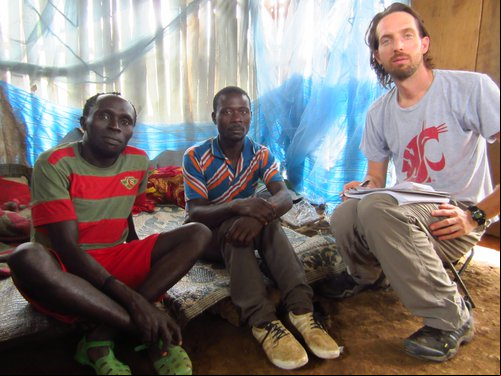 Zach conducting interviews with Chabu men